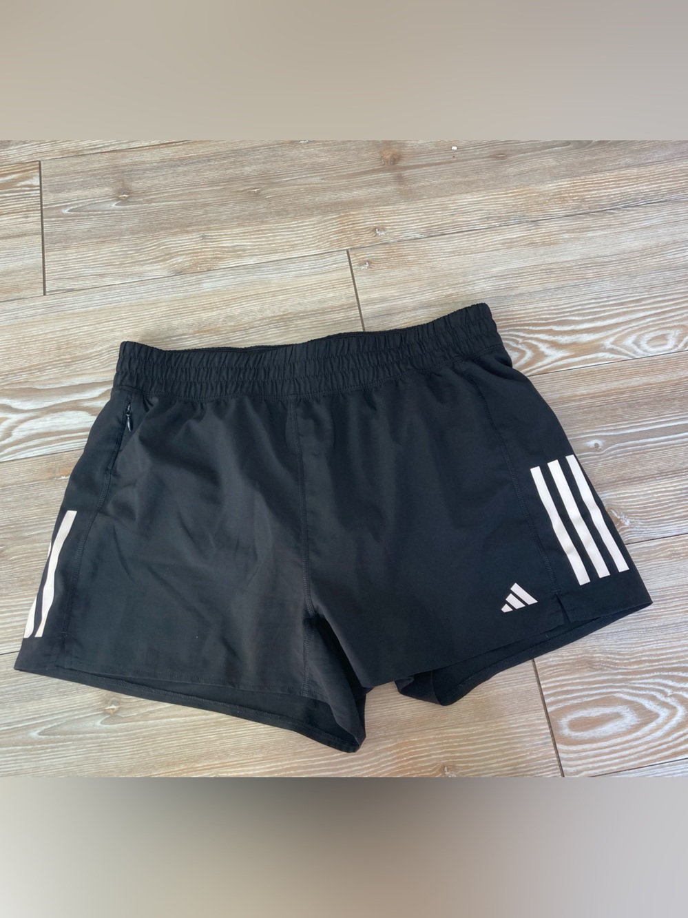 adidas Black Running Shorts with White Stripe Accent Size Medium